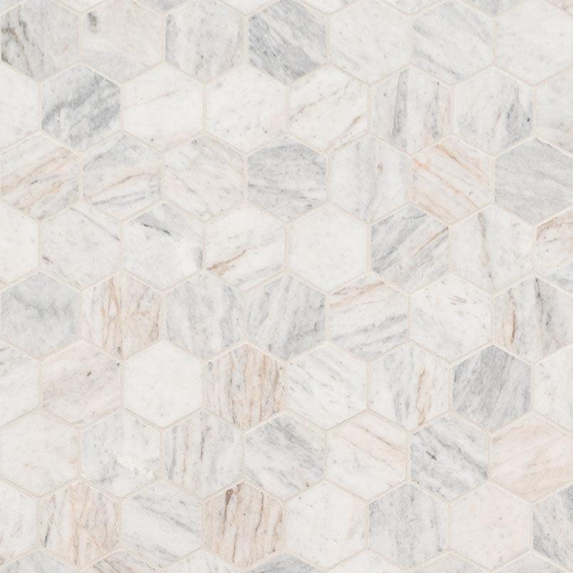 MSI Capri Blue Hexagon (2" Pieces) 11.75" x 12" Matte Marble Mosaic Tile