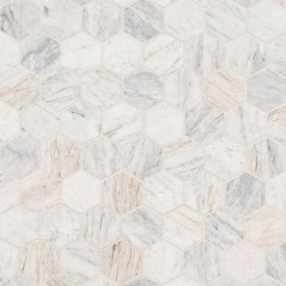 MSI Capri Blue Hexagon (2" Pieces) 11.75" x 12" Matte Marble Mosaic Tile