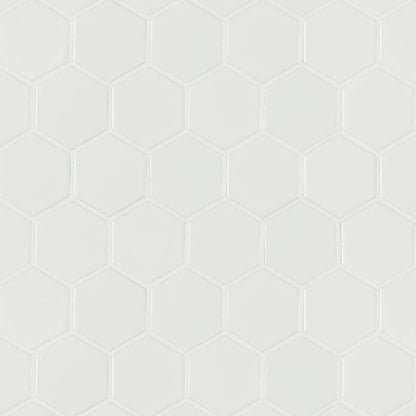 MSI White Matte Hexagon (2" Pieces) 11.75" x 11.75" Matte Porcelain Mosaic Tile