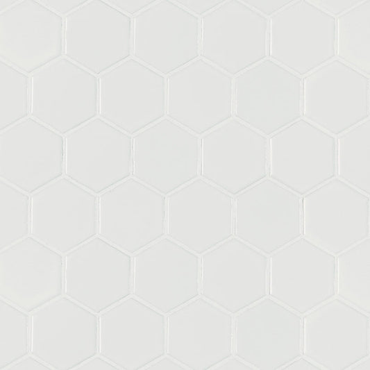 MSI White Matte Hexagon (2" Pieces) 11.75" x 11.75" Matte Porcelain Mosaic Tile