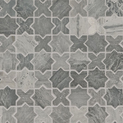 MSI Montague Blue Oak Pattern 11.75" x 12" Matte Marble Mosaic Tile