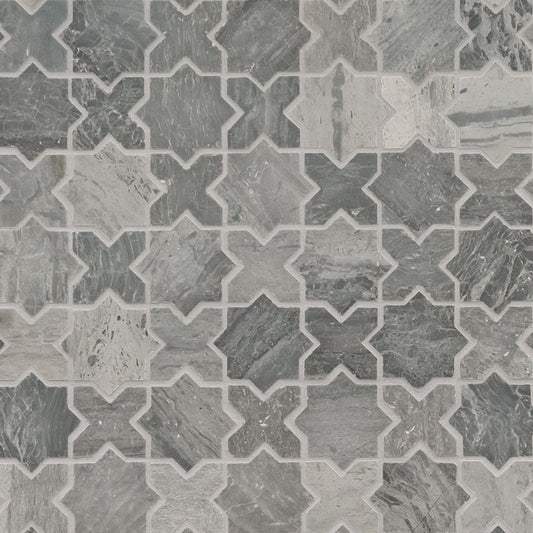 MSI Montague Blue Oak Pattern 11.75" x 12" Matte Marble Mosaic Tile