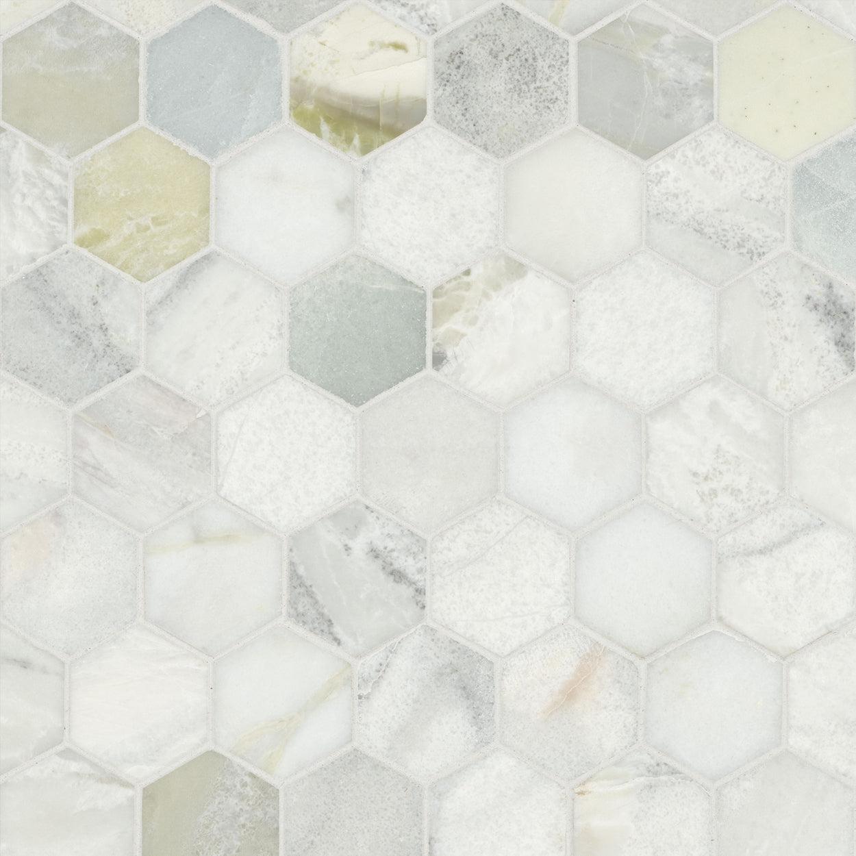 MSI Cloudland Hexagon (2" Pieces) 11.75" x 12" Polished Marble Mosaic Tile