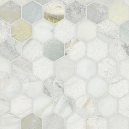 MSI Cloudland Hexagon (2" Pieces) 11.75" x 12" Polished Marble Mosaic Tile