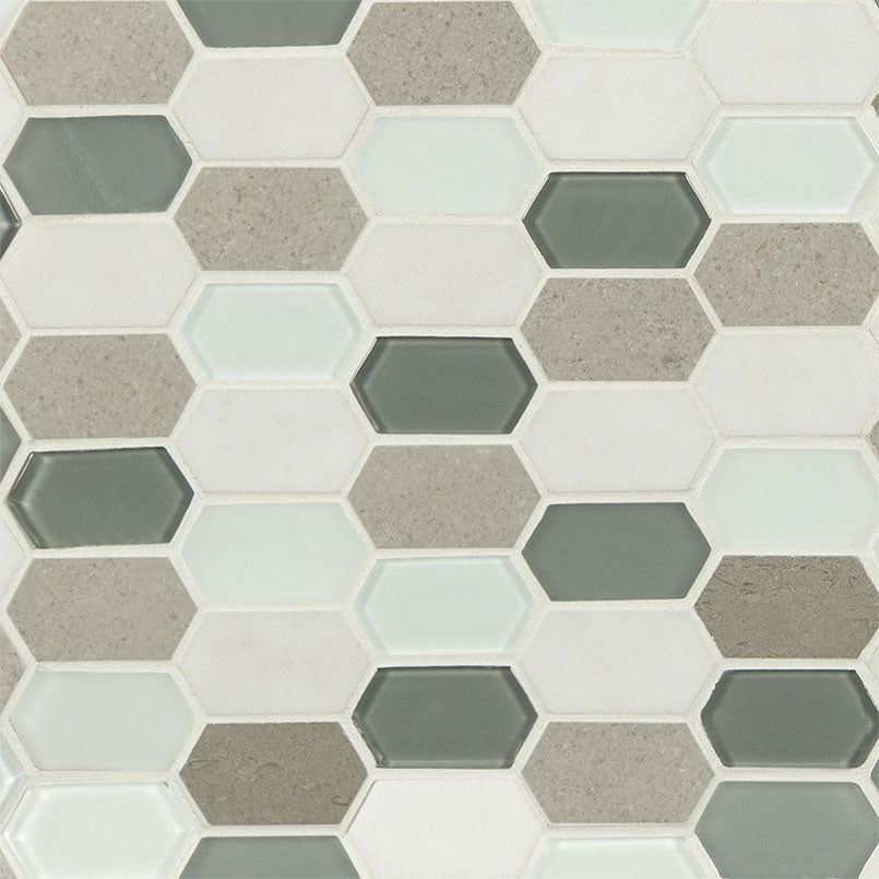 MSI Lascari Picket 11.75" x 12" Mixed Finish Stone Glass Blend Mosaic Tile