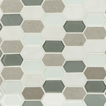 MSI Lascari Picket 11.75" x 12" Mixed Finish Stone Glass Blend Mosaic Tile