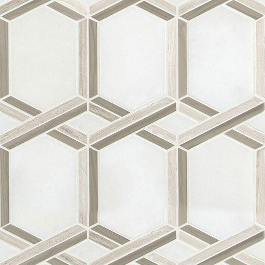 MSI Royal Link Geometric 12.25" x 12.5" Polished Marble Mosaic Tile