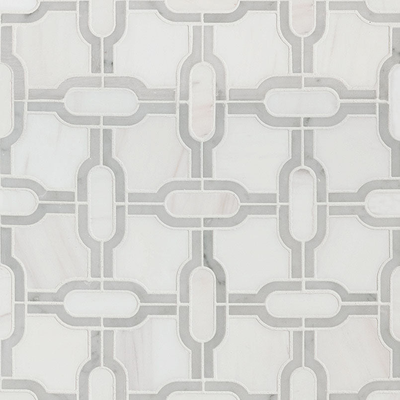 MSI Bianco Dolomite Gridwork 12" x 12" Polished Marble Mosaic Tile