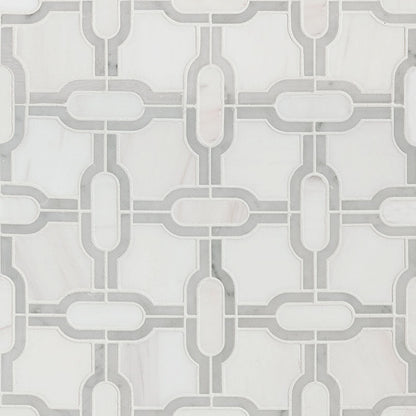 MSI Bianco Dolomite Gridwork 12" x 12" Polished Marble Mosaic Tile