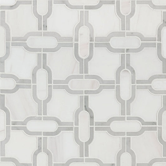 MSI Bianco Dolomite Gridwork 12" x 12" Polished Marble Mosaic Tile