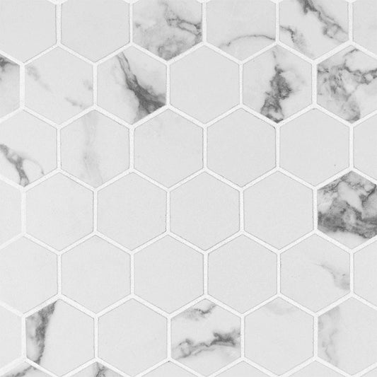 MSI Pietra Statuario Hexagon (2" Pieces) 11.75" x 11.75" Glazed Porcelain Mosaic Tile