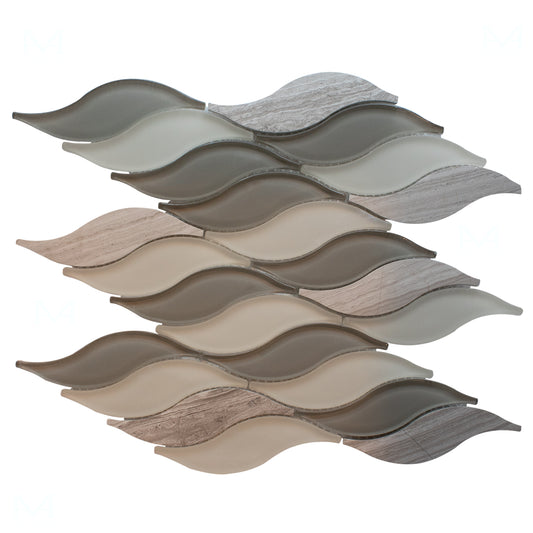 ET Pontus Grey 10.5" x 11" Marble And Glass Mosaic Tile