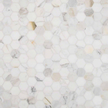 MSI Calacatta Gold Hexagon (2" Pieces) 12" x 12" Polished Marble Mosaic Tile