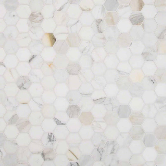 MSI Calacatta Gold Hexagon (2" Pieces) 12" x 12" Polished Marble Mosaic Tile