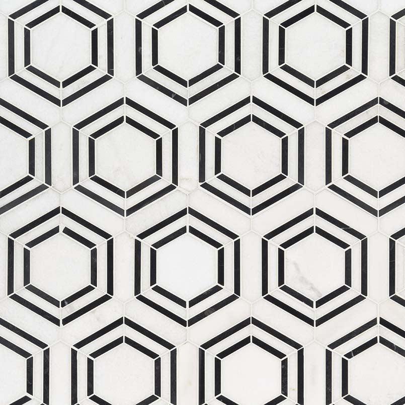 MSI Georama Nero 12" x 12" Polished Marble Mosaic Tile