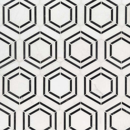 MSI Georama Nero 12" x 12" Polished Marble Mosaic Tile