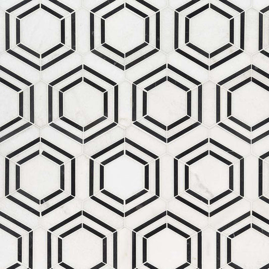 MSI Georama Nero 12" x 12" Polished Marble Mosaic Tile