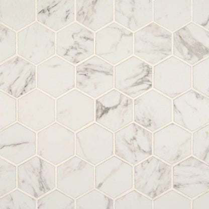 MSI Pietra Carrara Hexagon (2" Pieces) 11.75" x 11.75" Glazed Porcelain Mosaic Tile