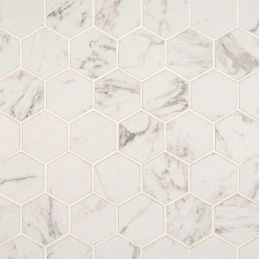 MSI Pietra Carrara Hexagon (2" Pieces) 11.75" x 11.75" Glazed Porcelain Mosaic Tile