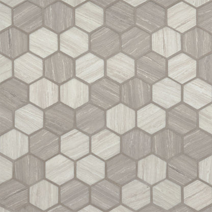 MSI Silva Oak Hexagon (2" Pieces) 11.75" x 12" Honed Glass Mosaic Tile