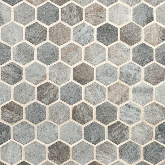MSI Stonella Hexagon (2" Pieces) 11.75" x 12" Matte Recycled Glass Mosaic Tile
