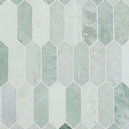 MSI Icelandic Green Picket 11.75" x 12" Polished Marble Mosaic Tile