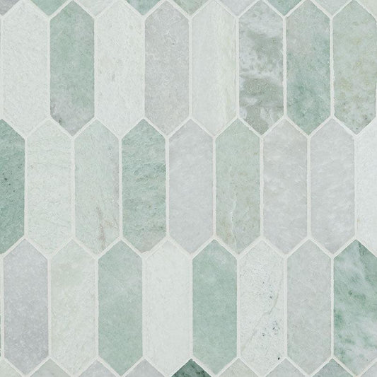 MSI Icelandic Green Picket 11.75" x 12" Polished Marble Mosaic Tile