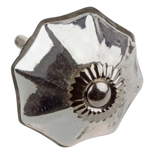 2" (51mm) Silver Octagon Mercury Glass Cabinet Knob