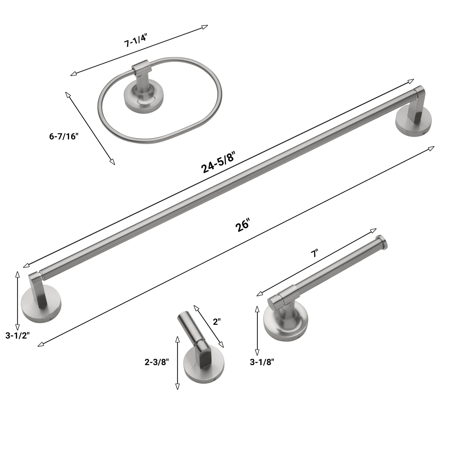 24" Round Base 4-Piece Bathroom Hardware Accessory Set