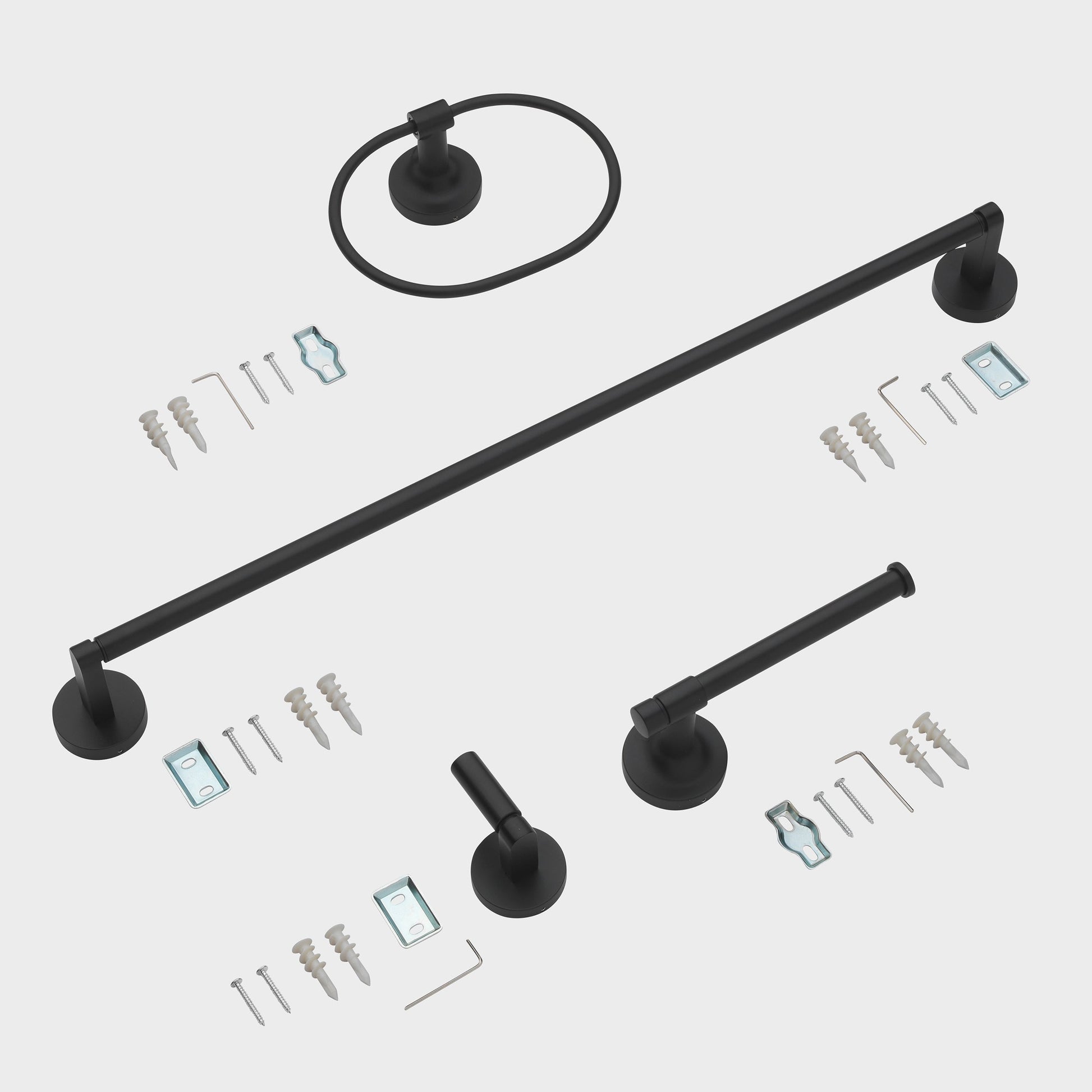 24" Round Base 4-Piece Bathroom Hardware Accessory Set