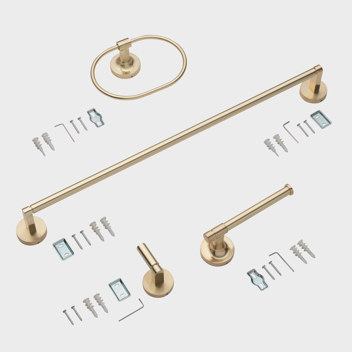 24" Round Base 4-Piece Bathroom Hardware Accessory Set