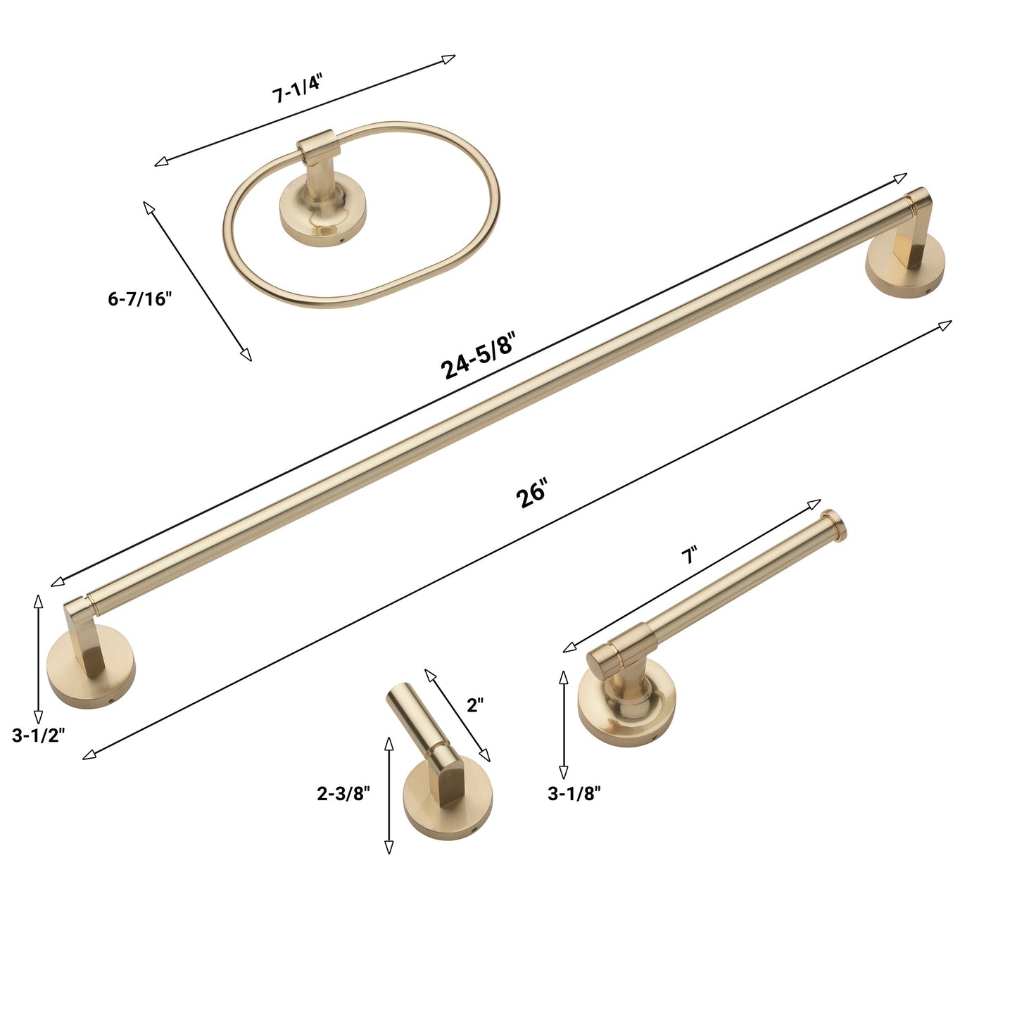 24" Round Base 4-Piece Bathroom Hardware Accessory Set