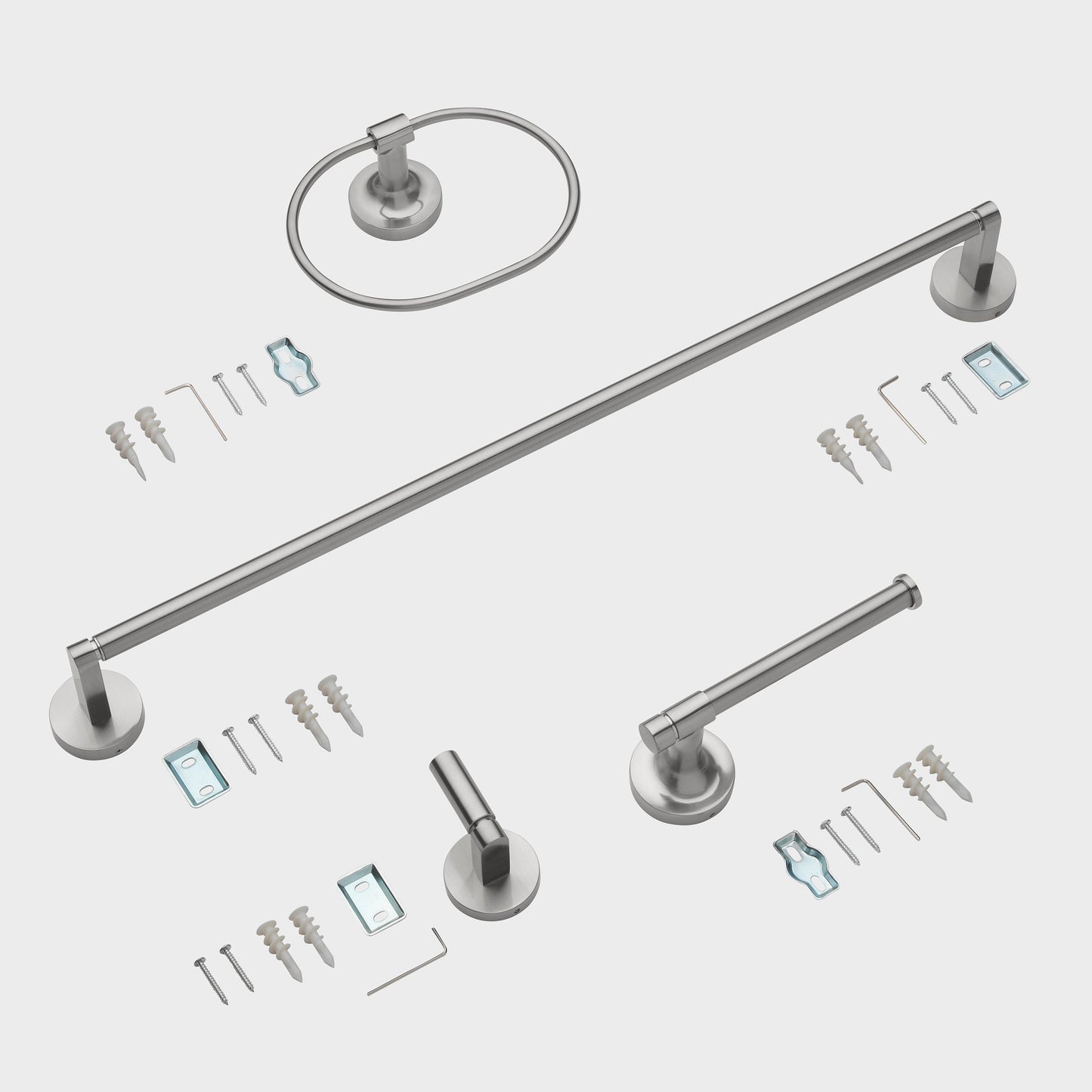 24" Round Base 4-Piece Bathroom Hardware Accessory Set