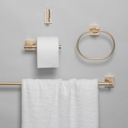 24" Squared Base 4-Piece Bathroom Hardware Accessory Set