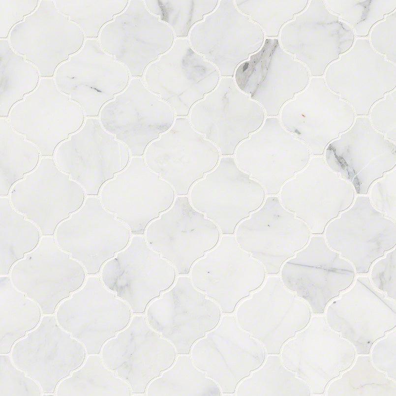 MSI Calacatta Cressa Arabesque 12" x 12" Matte Marble Mosaic Tile