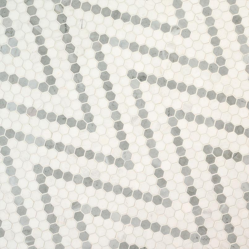 MSI Bianco Dolomite Sazi (1" Hexagon Pieces) 12.25" x 12.25" Polished Marble Mosaic Tile