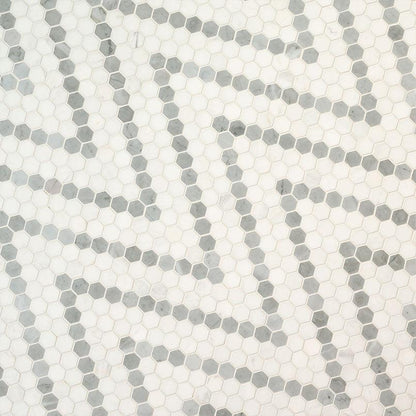 MSI Bianco Dolomite Sazi (1" Hexagon Pieces) 12.25" x 12.25" Polished Marble Mosaic Tile