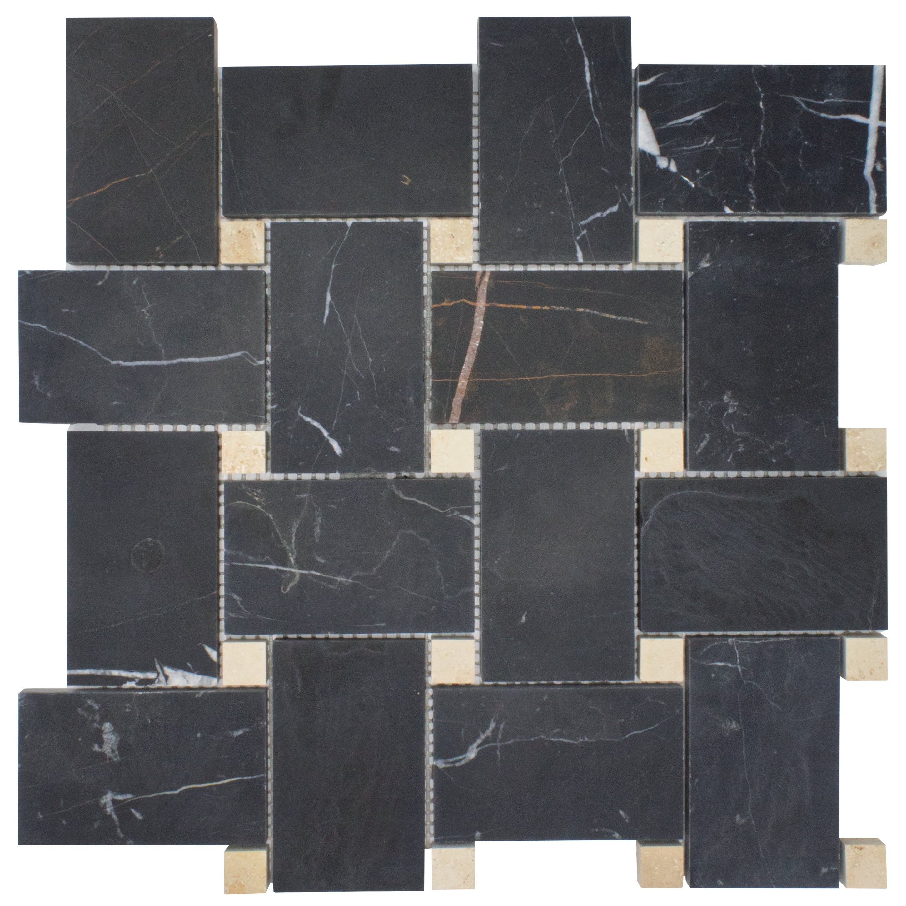 Bedrosians Jumbo Basketweave Collection Sahara Noir with Beige Dot