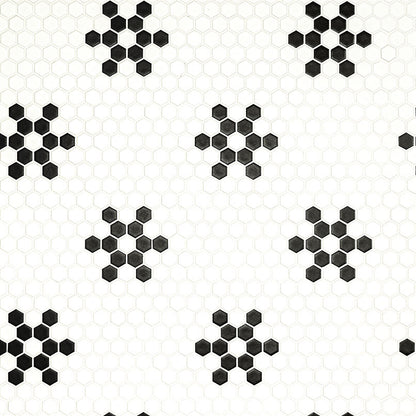 MSI White And Black Mod Petal Pattern 11.75" x 12" Matte Porcelain Mosaic Tile