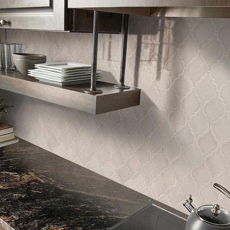 MSI Portico Pearl Arabesque 13" x 13" Glazed Ceramic Mosaic Tile