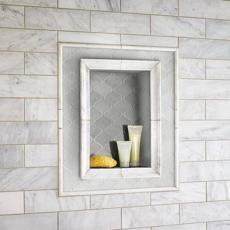 MSI Greecian White Arabesque 12" x 12" Polished Marble Mosaic Tile