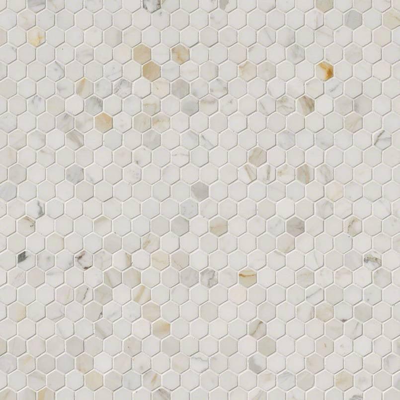 MSI Calacatta Gold Hexagon (1" Pieces) 12" x 12" Polished Marble Mosaic Tile