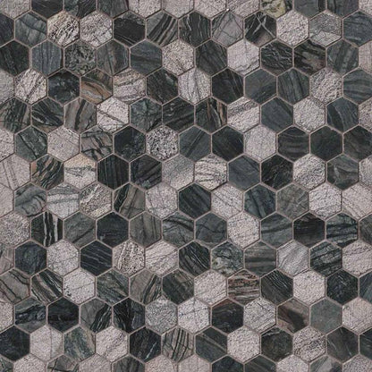 MSI Henley Hexagon (2" Pieces) 11.75" x 12" Multi-Finish Marble Mosaic Tile