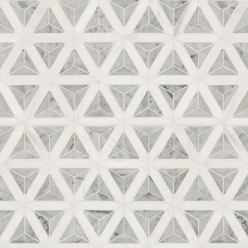 MSI Carrara White Geometric (0.77 Square Feet Per Piece) Polished Marble Mosaic Tile