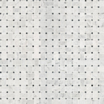 MSI Carrara White Basketweave 12" x 12" Matte Marble Mosaic Tile