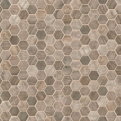 MSI Driftwood Hexagon (2" Pieces) 11.75" x 12" Matte Recycled Glass Mosaic Tile