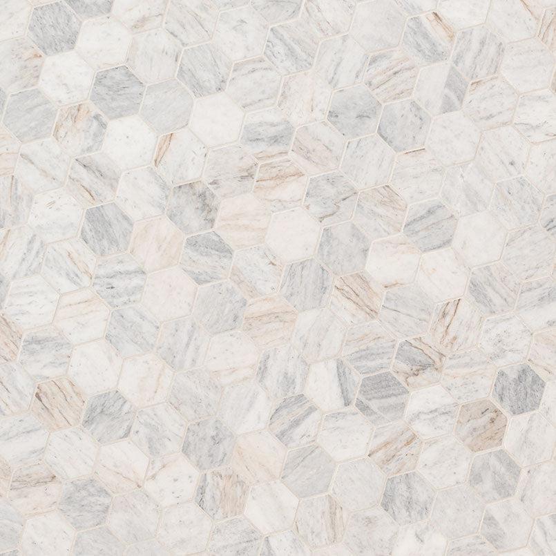 MSI Capri Blue Hexagon (2" Pieces) 11.75" x 12" Matte Marble Mosaic Tile
