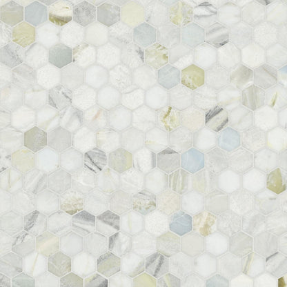 MSI Cloudland Hexagon (2" Pieces) 11.75" x 12" Polished Marble Mosaic Tile