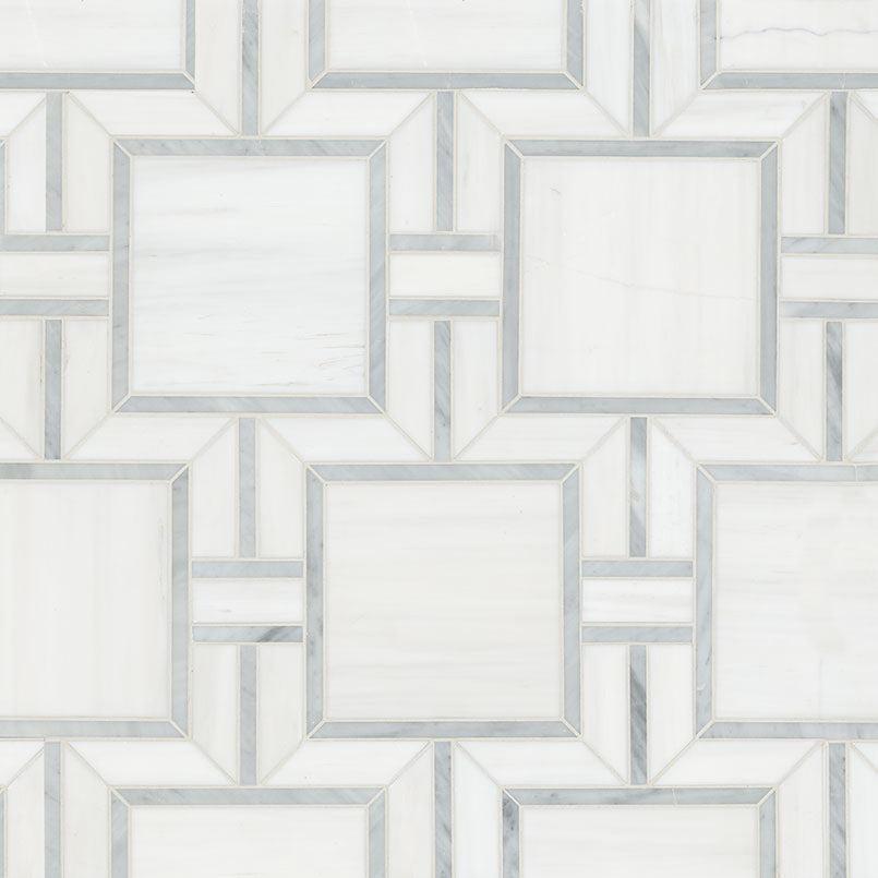 MSI Bianco Dolomite Alana 12" x 12" Polished Marble Mosaic Tile