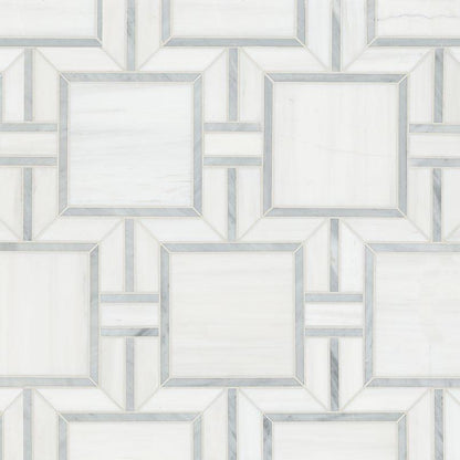 MSI Bianco Dolomite Alana 12" x 12" Polished Marble Mosaic Tile